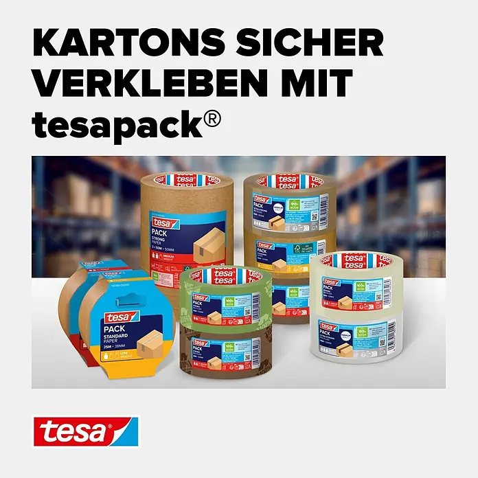 Tesa Paketklebeband Packband ecoLogo - Braun, L x B: 50 m x 5 cm - Verschiedene tesa Paketbandrollen aus unterschiedlichen Materialien und Farben zum sicheren Verkleben von Kartons.