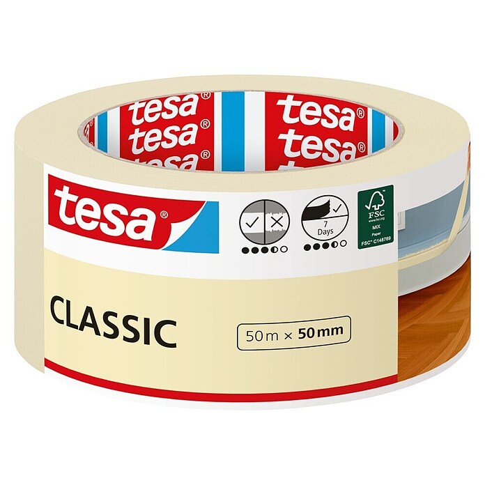 Tesa Classic Maler-Kreppband (50 m x 50 mm)