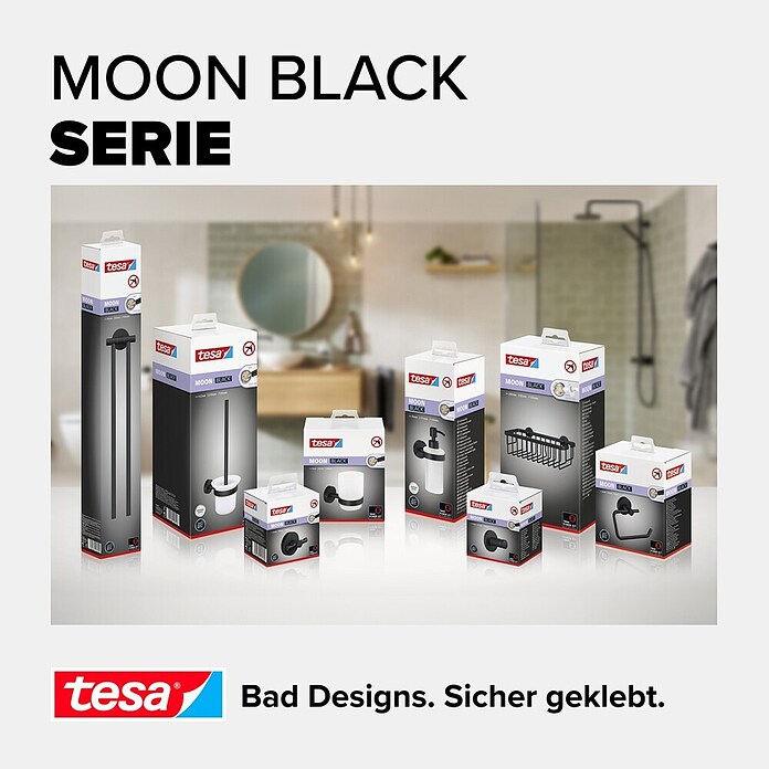 Tesa Moon WC-Bürstengarnitur (Mit Halterung, Metall, Schwarz) | BAUHAUS