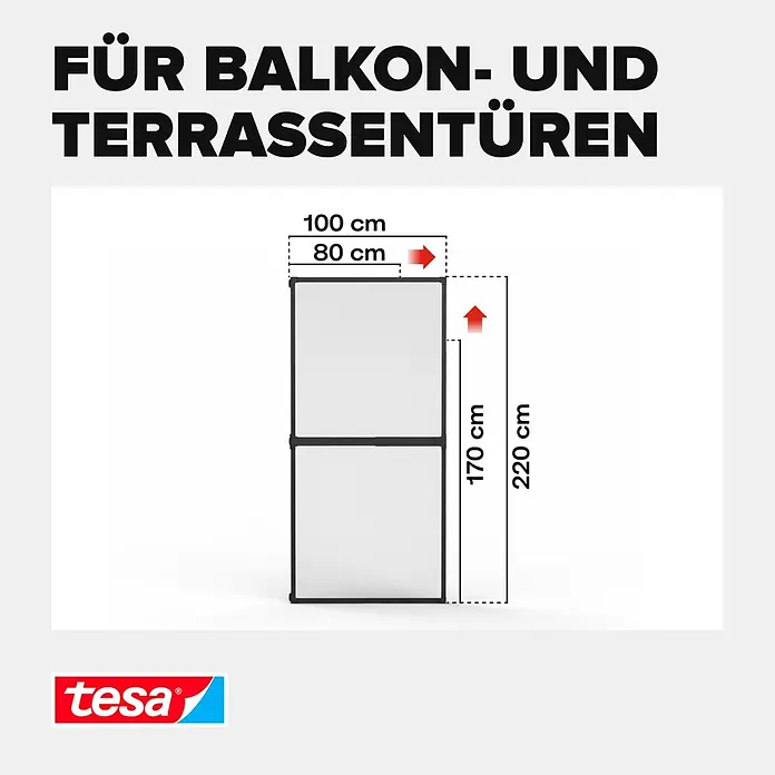 Tesa Insektenschutztür Insect Stop FALT für Türen - Anthrazit, Montage Insektengitter: Klemmen - Schwarzes Insektenschutzgitter mit weißem Netz für Balkon- und Terrassentüren. In verschiedenen Größen erhältlich.