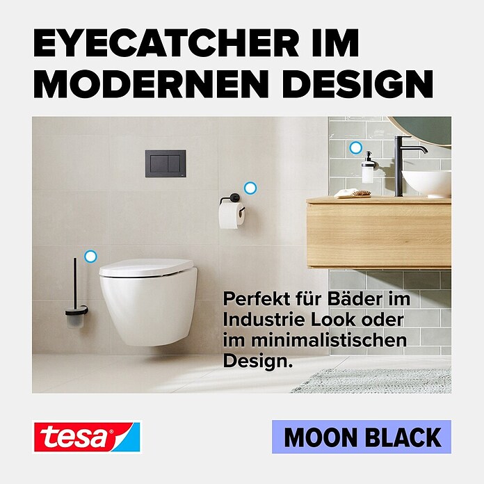 Tesa Moon WC-Bürstengarnitur (Mit Halterung, Metall, Schwarz) | BAUHAUS