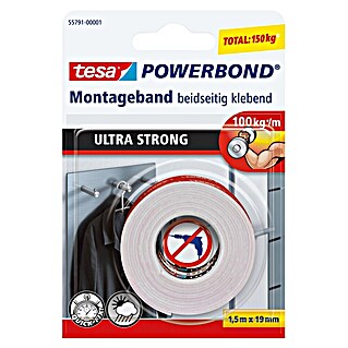 Tesa Powerbond Montageband Ultra Strong (1,5 m x 19 mm)