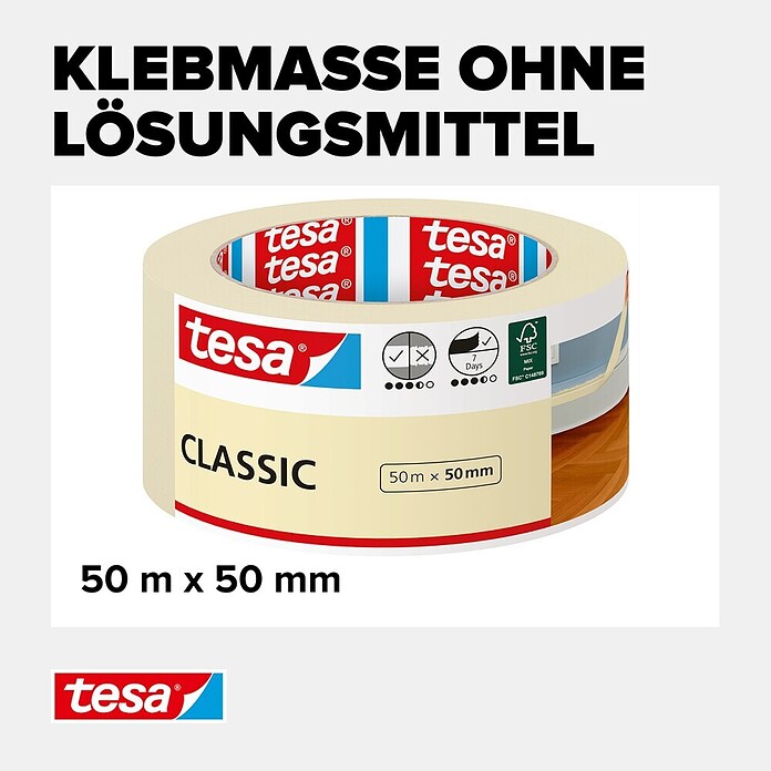 Tesa Classic Maler-Kreppband (50 m x 50 mm)