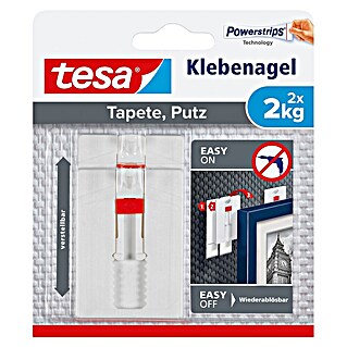 Tesa Verstellbarer Klebenagel (Geeignet für: Tapeten, Belastbarkeit: 2 kg, 2 Stk., Weiß)
