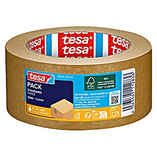 Tesa Pack Paketklebeband Standard Paper (Braun, L x B: 50 m x 5 cm)