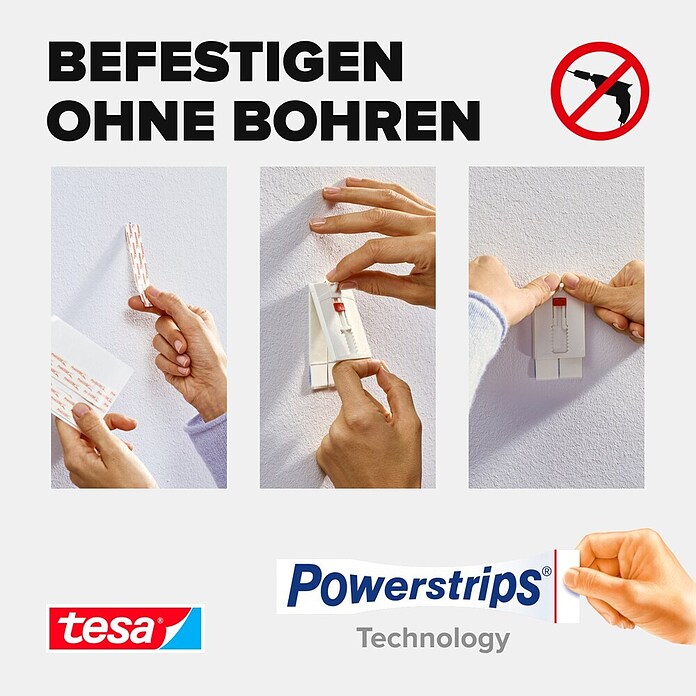 Tesa Verstellbarer Klebenagel (Geeignet für: Tapeten, Belastbarkeit: 2 kg, 2 Stk., Weiß)