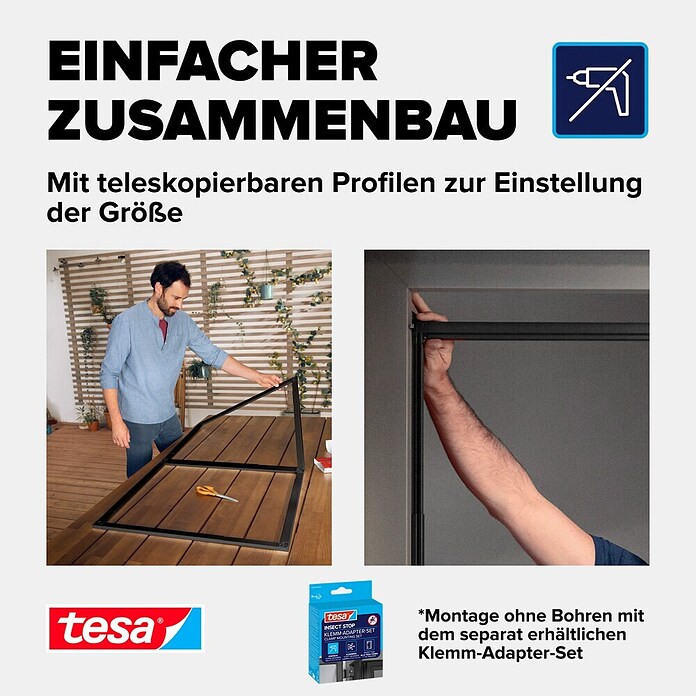 Tesa Puerta con protección contra insectos Falt (Antracita, Montaje de la mosquitera: Pinzas) | BAUHAUS