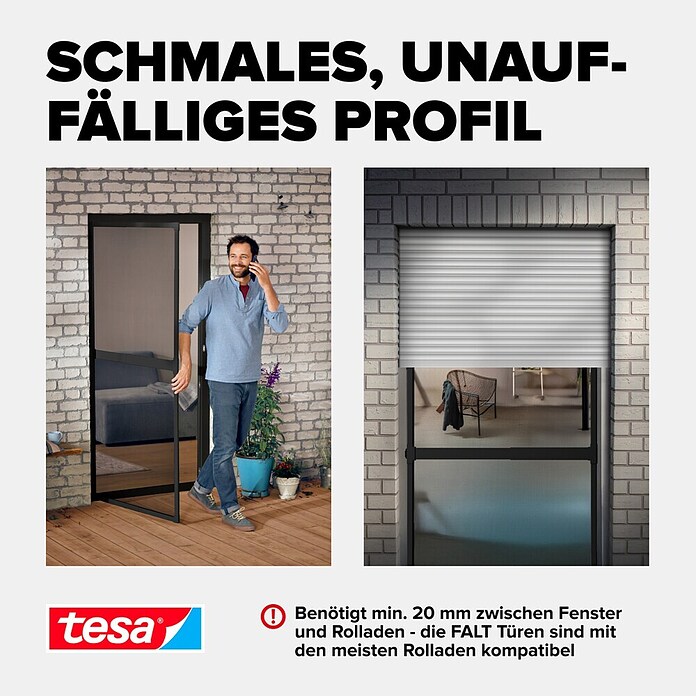 Tesa Puerta con protección contra insectos Falt (Antracita, Montaje de la mosquitera: Pinzas) | BAUHAUS