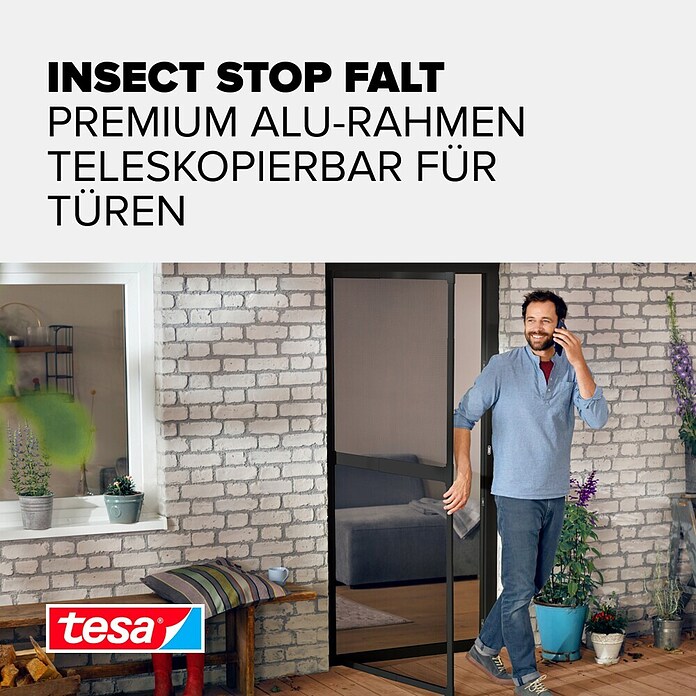 Tesa Puerta con protección contra insectos Falt (Antracita, Montaje de la mosquitera: Pinzas) | BAUHAUS