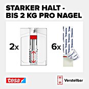 Tesa Verstellbarer Klebenagel (Geeignet für: Tapeten, Belastbarkeit: 2 kg, 2 Stk., Weiß)