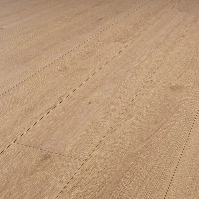 Krono Original Laminat Durastar - Smoked Montanara Oak, Landhausdiele, 2.003 x 245 x 9 mm - Heller Holzfußboden mit natürlicher Maserung und sichtbaren Dielenfugen.