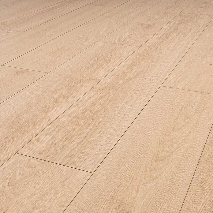 Krono Original Laminat Durastar - Blonde Montanara Oak, Landhausdiele, 2.003 x 245 x 9 mm - Heller Holzboden mit natürlicher Maserung und versetztem Dielenmuster.