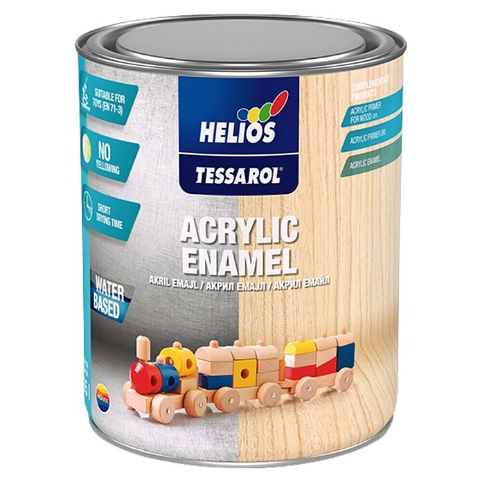 Helios Zaščitni premaz Akril emajl  (0,65 l, Bele barve) | 5962 - Acryl Seidenmattlacke farbig | HADL - Lacke | HAD - Farben | HA - Farben | H - Innendeko/Farben | BAUHAUS