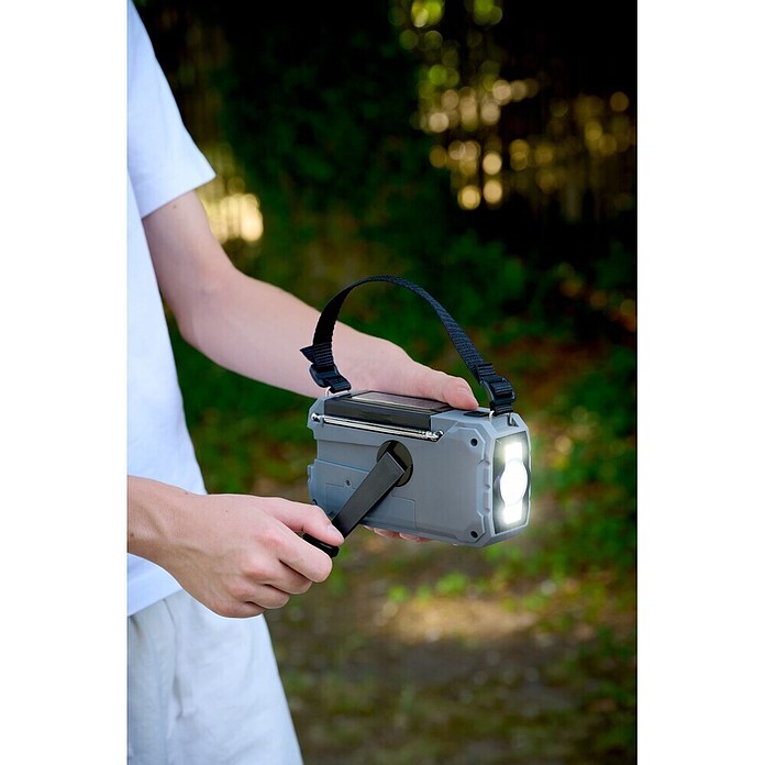 Thomson Radio de batería solar de emergencia RT280G (Gris, 8,8 x 16,8 x 7 cm, AM / FM / LINTERNA) | BAUHAUS