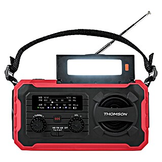 Thomson Radio de batería solar de emergencia RT280R (Rojo, 8,8 x 16,8 x 7 cm, AM / FM / LINTERNA)