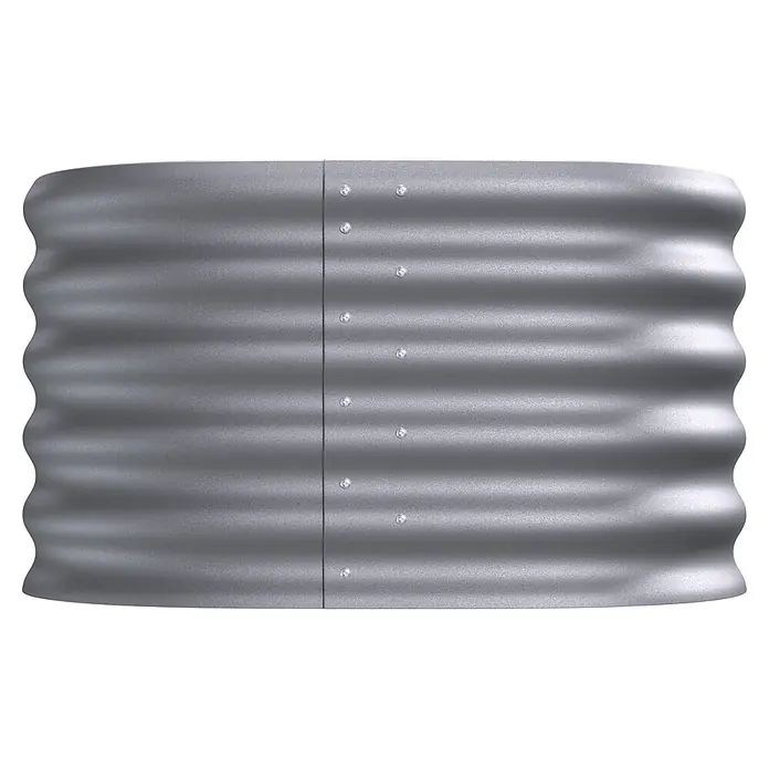 Vitavia Hochbeet Terra 401 - 82 x 82 x 40,1 cm, Zincalume®, Blank - Silber-graues, gewelltes Hochbeet aus Metall mit vertikaler genieteter Naht.