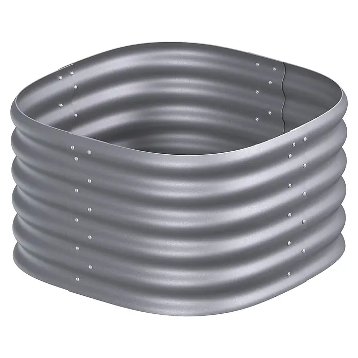 Vitavia Hochbeet Terra 401 - 82 x 82 x 40,1 cm, Zincalume®, Blank - Silbernes Hochbeet aus Wellblech.