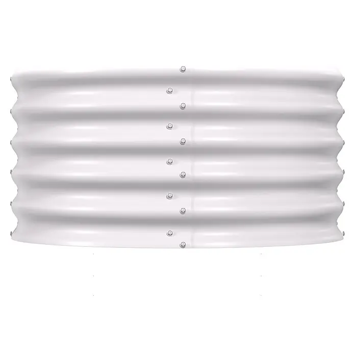 Vitavia Hochbeet Terra 401 - 162 x 82 x 40,1 cm, Zincalume®, Blank - Weißes gewelltes Metall-Hochbeet mit vertikaler Naht und Befestigungen.