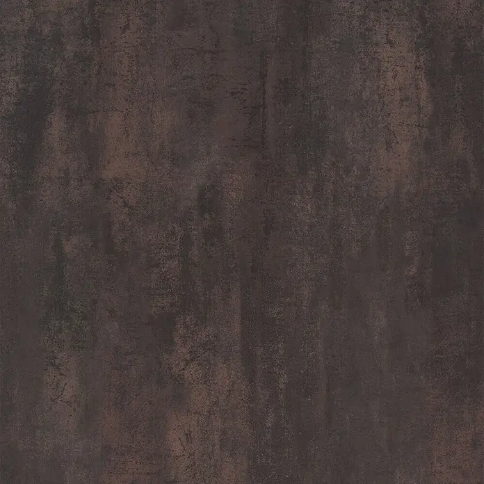 GEO Alu-Verbundplatte - 100 x 255 cm, Oxidian - Dunkle, texturierte Industriefläche in Braun-Grau mit rostähnlicher Patina.