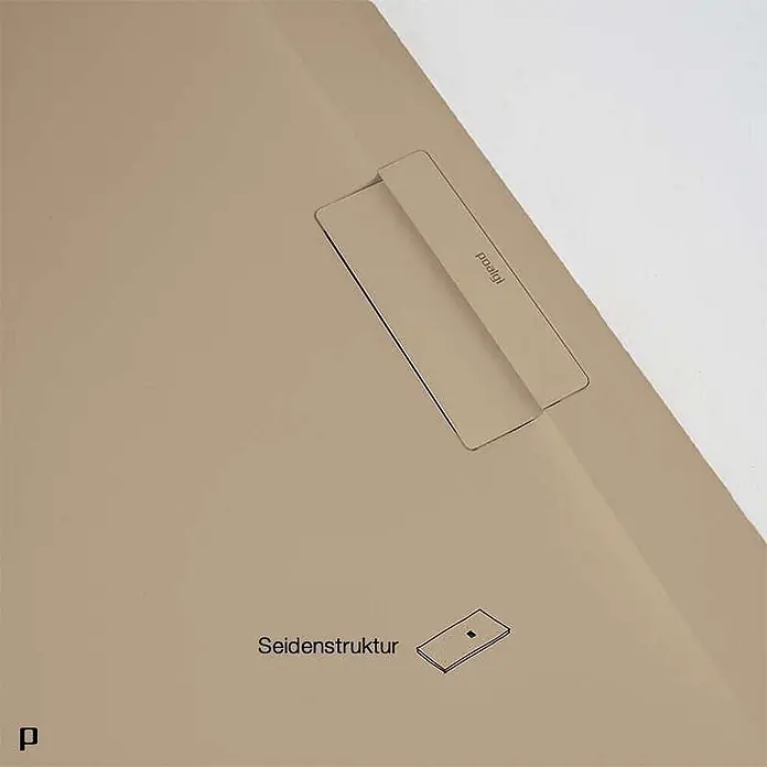 Poalgi Duschwanne Supra - L x B: 120 x 90 cm, Verbundwerkstoff, Beige - Hellbraune Mappe mit Seidenstruktur und Einstecklaschenverschluss.