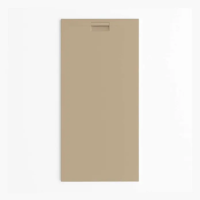 Poalgi Duschwanne Supra - L x B: 120 x 90 cm, Verbundwerkstoff, Beige - Rechteckige beige Duschwanne mit integriertem linearem Ablauf oben.