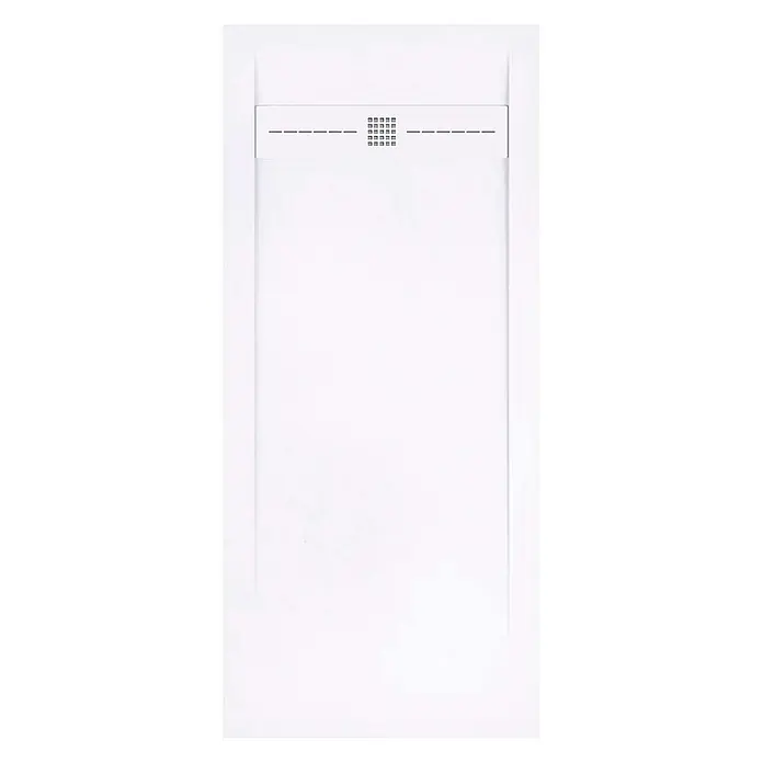 Poalgi Duschwanne Gneis - L x B: 100 x 80 cm, Verbundwerkstoff, Blanco - Weißes rechteckiges Duschbecken mit linearem Ablaufgitter und zentralem Rasterdesign.