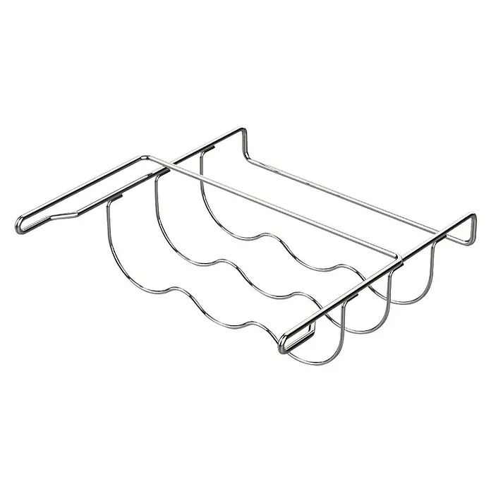 PKM Flaschenregal FR3-313 - Passend für: 3 Flaschen - Silberfarbenes Metall-Drahtgestell zur horizontalen Flaschenlagerung.