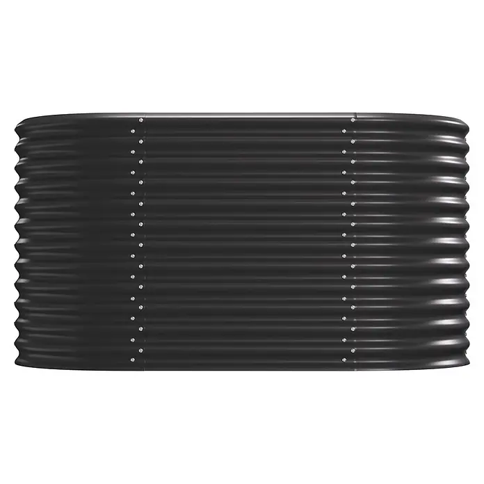 Vitavia Hochbeet Terra 858 - 162 x 82 x 85,8 cm, Zincalume®, Schwarz - Dunkelgraues Wellblech-Hochbeetpaneel mit sichtbaren Nieten.