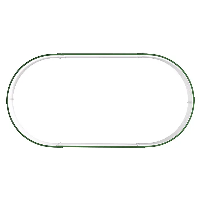 Vitavia Hochbeet Terra 630 - 162 x 82 x 63 cm, Zincalume®, Seegras - Ovalbahn mit weißer, texturierter Innenleiste und grünem Außenrand.