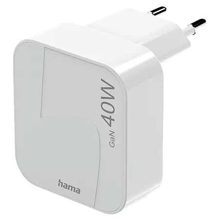 Hama  Schnellladegerät 00201955 GaN 2x USB-C faltbares Mini-Ladegerät PD 40 W