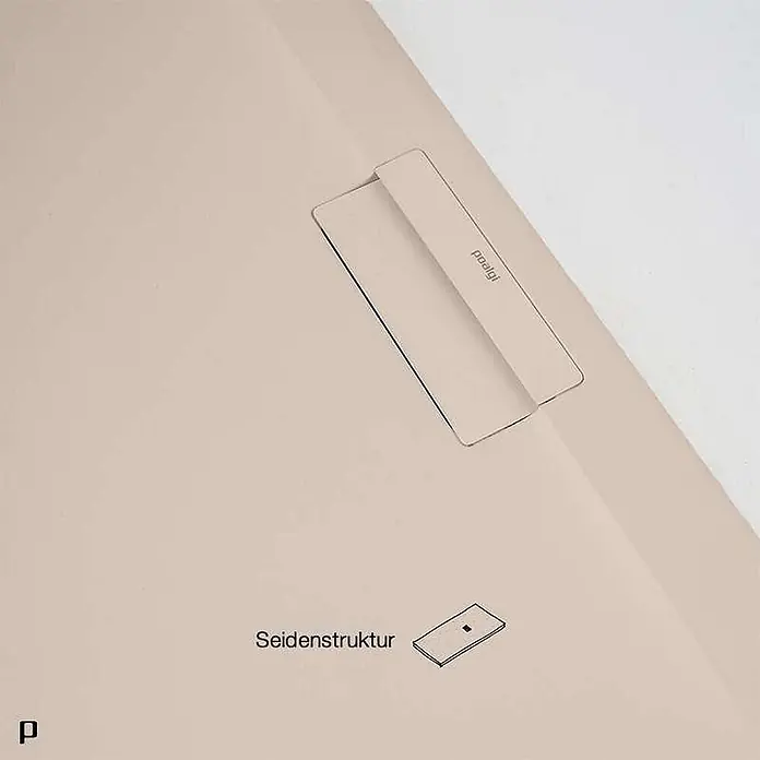 Poalgi Duschwanne Supra - L x B: 180 x 70 cm, Verbundwerkstoff, Perla - Hellbeiger Ordner mit 'poalgi'-Lasche und Seidenstruktur.