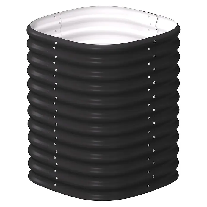 Vitavia Hochbeet Terra 858 - 82 x 82 x 85,8 cm, Zincalume®, Schwarz - Schwarzes Wellblech-Hochbeet mit silberner Innenseite und sichtbaren Nieten.