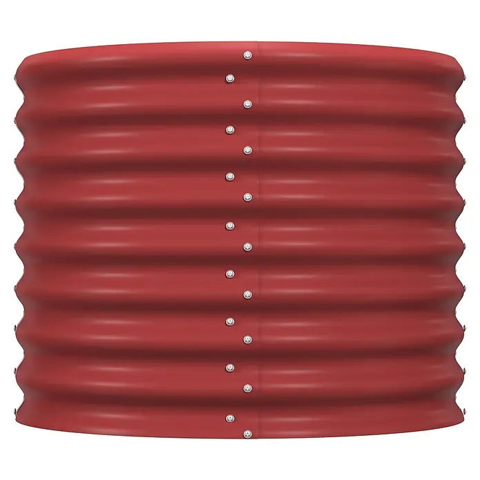 Vitavia Hochbeet Terra 630 - 162 x 82 x 63 cm, Zincalume®, Rubin - Roter, gewellter Metallzylinder mit vertikaler Nietlinie, oft als Pflanzgefäß oder Hochbeet verwendet.
