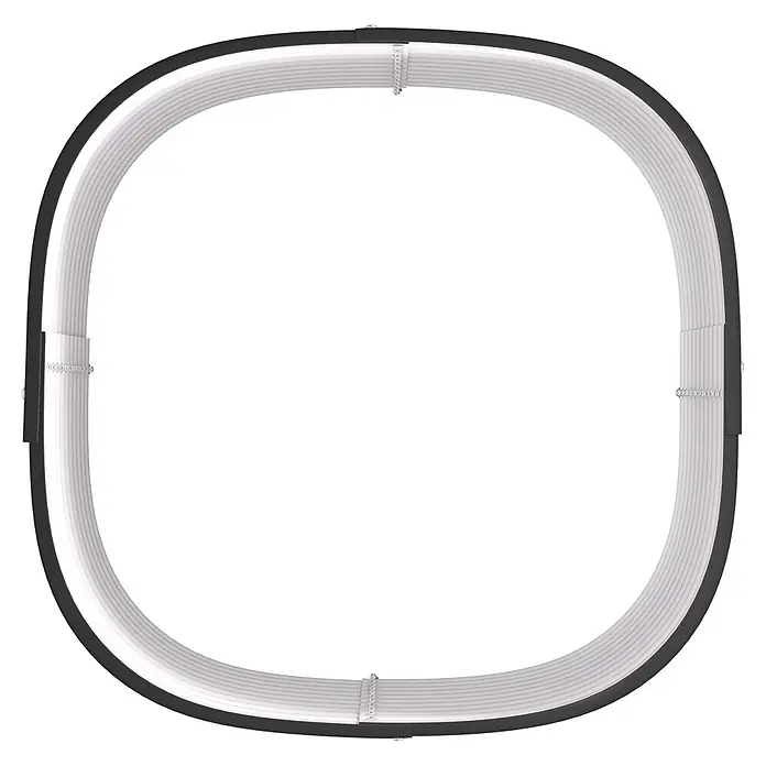 Vitavia Hochbeet Terra 858 - 82 x 82 x 85,8 cm, Zincalume®, Schwarz - Schwarzer und weißer, abgerundeter quadratischer Ring mit gerillter Innenseite und silbernen Klammern.