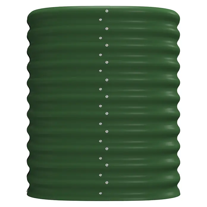 Vitavia Hochbeet Terra 858 - 82 x 82 x 85,8 cm, Zincalume®, Seegras - Grünes Wellblechpanel, vertikal mit Silberschrauben verbunden.