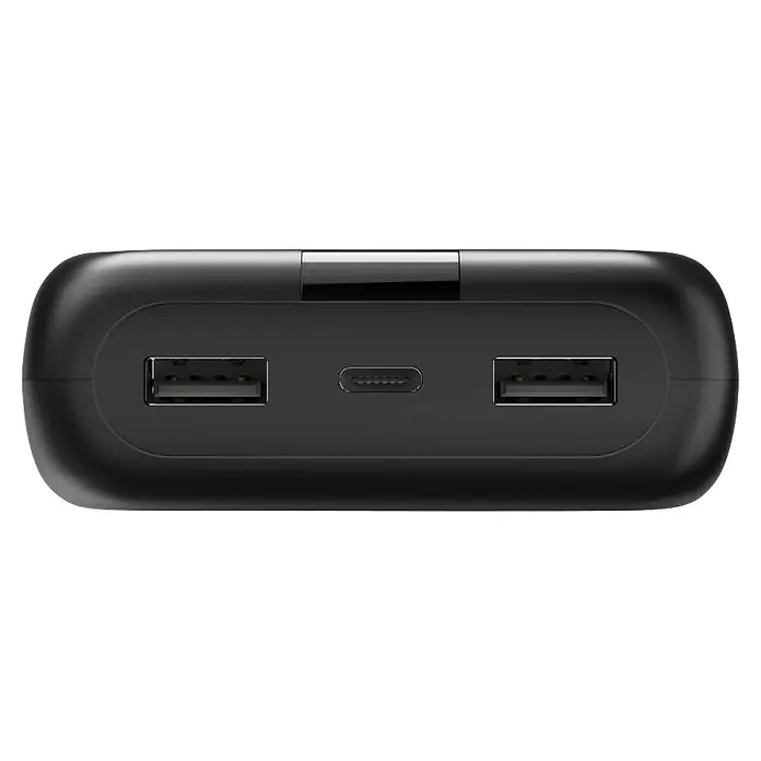 Hama Powerbank 24000 mAh Fast Charge LiPo Anthrazit - Schwarz - Schwarze Powerbank mit zwei USB-A-Anschlüssen und einem USB-C-Anschluss.
