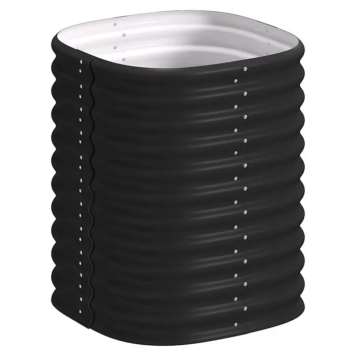Vitavia Hochbeet Terra 858 - 82 x 82 x 85,8 cm, Zincalume®, Schwarz - Schwarzes Wellblech-Hochbeet mit weißem Innenrand, ideal für den Pflanzenanbau.