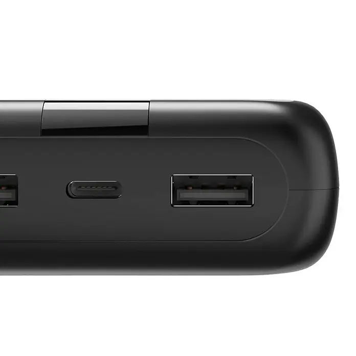 Hama Powerbank 24000 mAh Fast Charge LiPo Anthrazit - Schwarz - Schwarze Powerbank mit einem USB-A-Anschluss und einem USB-C-Anschluss.