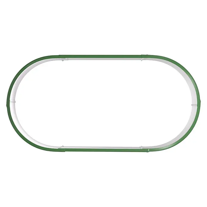 Vitavia Hochbeet Terra 858 - 162 x 82 x 85,8 cm, Zincalume®, Seegras - Grünes und weißes ovales Laufband mit strukturierter Innenbahn.