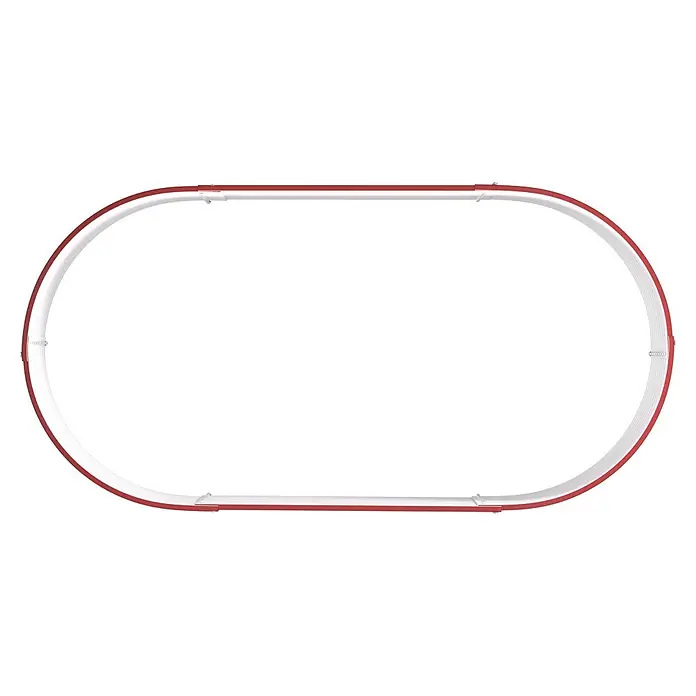 Vitavia Hochbeet Terra 630 - 162 x 82 x 63 cm, Zincalume®, Rubin - Roter und weißer ovaler Rahmen mit gerillter Innenfläche.