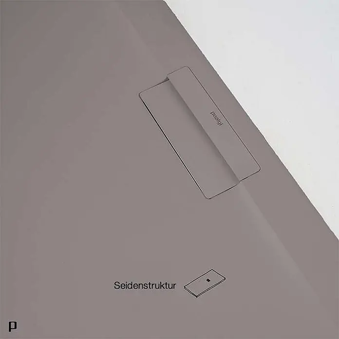 Poalgi Duschwanne Shile - L x B: 180 x 80 cm, Verbundwerkstoff, Concret - Graue Duschwanne mit integriertem rechteckigem Ablaufrost und feiner Seidenstruktur.