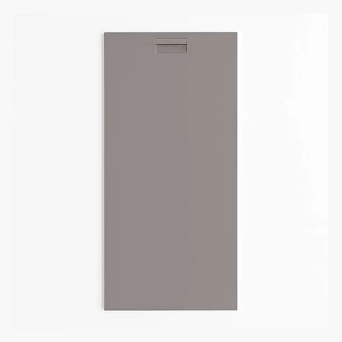 Poalgi Duschwanne Supra - L x B: 180 x 70 cm, Verbundwerkstoff, Concret - Rechteckige graue Duschwanne mit integriertem linearem Ablauf.