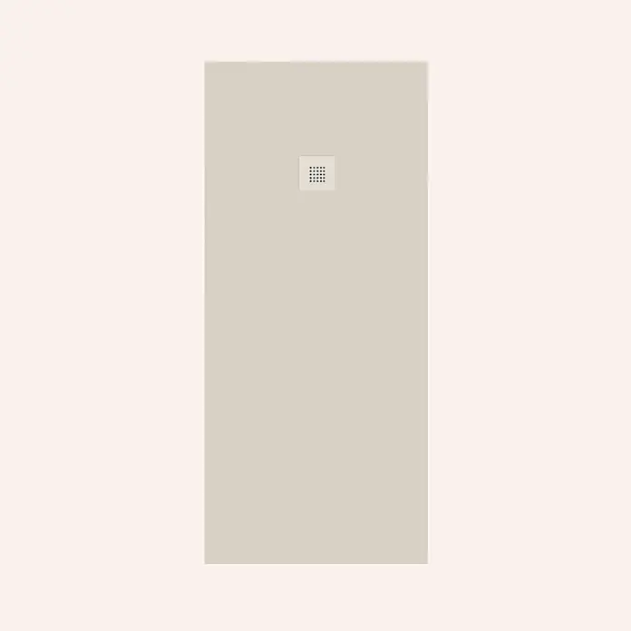 Poalgi Duschwanne Arena - L x B: 200 x 90 cm, Verbundwerkstoff, Marfil - Helle beigefarbene Duschwanne mit quadratischem Ablaufraster.