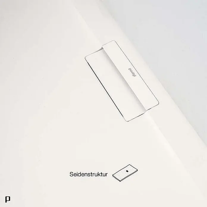 Poalgi Duschwanne Supra - L x B: 180 x 70 cm, Verbundwerkstoff, Blanco - Weißes Poalgi Materialmuster mit Seidenstruktur-Oberfläche, eingesetzt.