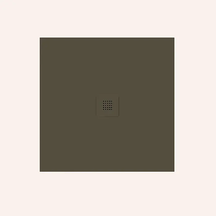 Poalgi Duschwanne Arena SQ - L x B: 100 x 100 cm, Verbundwerkstoff, Braun - Dunkelbraune quadratische Duschwanne mit passendem quadratischem Ablaufrost mit Lochgitter.