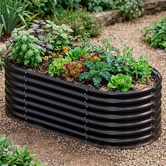 Vitavia Hochbeet Terra 401 (162 x 82 x 40,1 cm, Zincalume®, Schwarz) | BAUHAUS