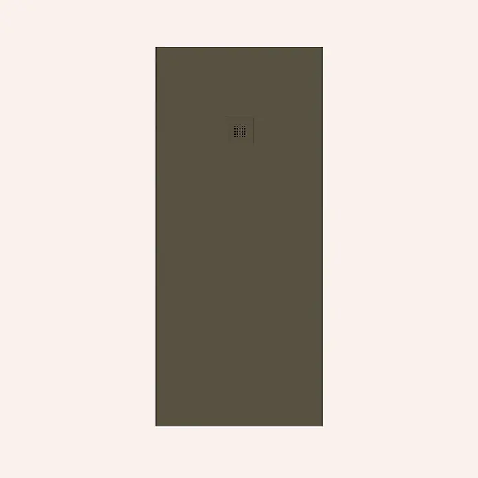 Poalgi Duschwanne Arena - L x B: 120 x 80 cm, Verbundwerkstoff, Braun - Dunkelbraune rechteckige Duschwanne mit integriertem quadratischem Ablaufsieb.