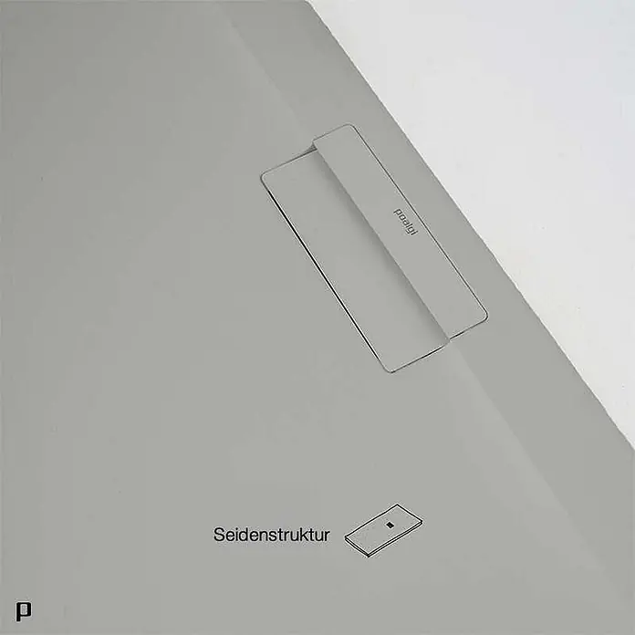 Poalgi Duschwanne Supra - L x B: 120 x 90 cm, Verbundwerkstoff, Hellgrau - Graue Duschwanne mit linearem Ablaufdeckel und subtiler Seidenstruktur.