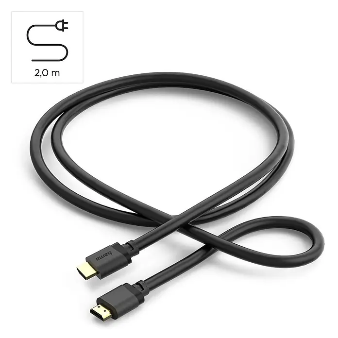 Hama HDMI-Kabel 00202028 8K UHD Audio Return Channel eARC HDMI-Kabel - Schwarz, 2 m - Schwarzes Hama USB-C auf USB-C Kabel, 2,0 m lang.