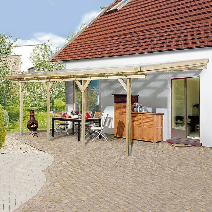 Weka Terrassenüberdachung Salsa16,15 m², Kiefer Front View